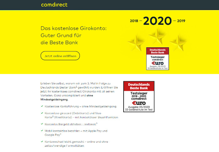 Testsieger Comdirect: Girokonto eröffnen bei Deutschlands ...